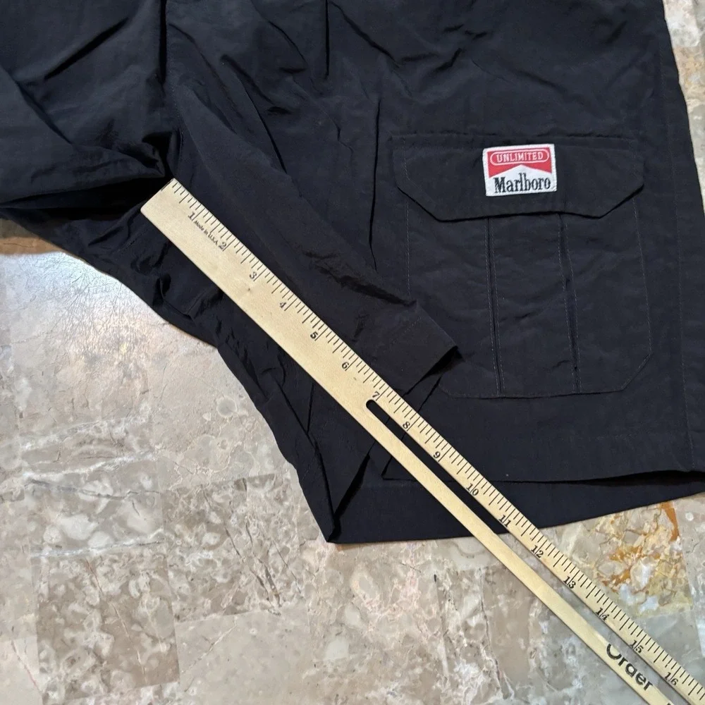Vintage Marlboro Shorts Mens XL Black Nylon Belted Lined Hiking Climbing